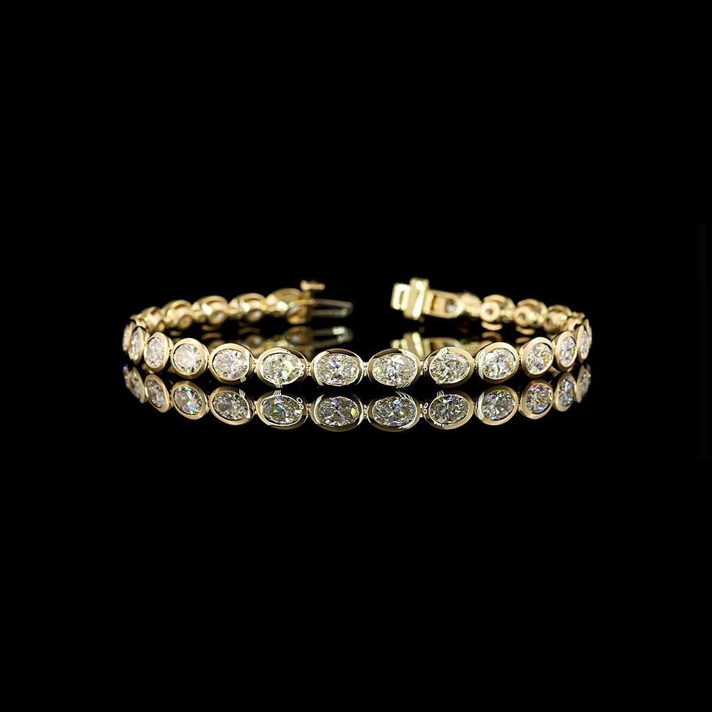 8.5 Cts 14k Yellow Gold Oval Shape Tennis Bracelet