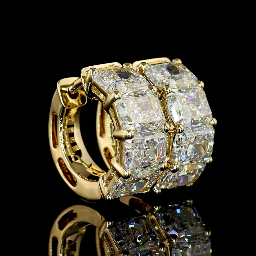 4.1 Cts 14k Yellow Gold Radiant Shape Huggies Earring