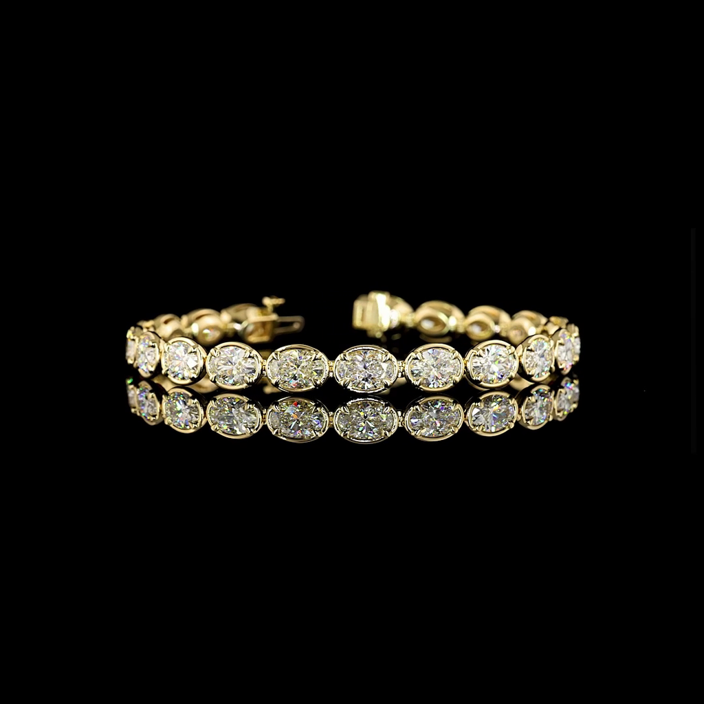 14.27 Cts 14k Yellow Gold Oval Shape Tennis Bracelet