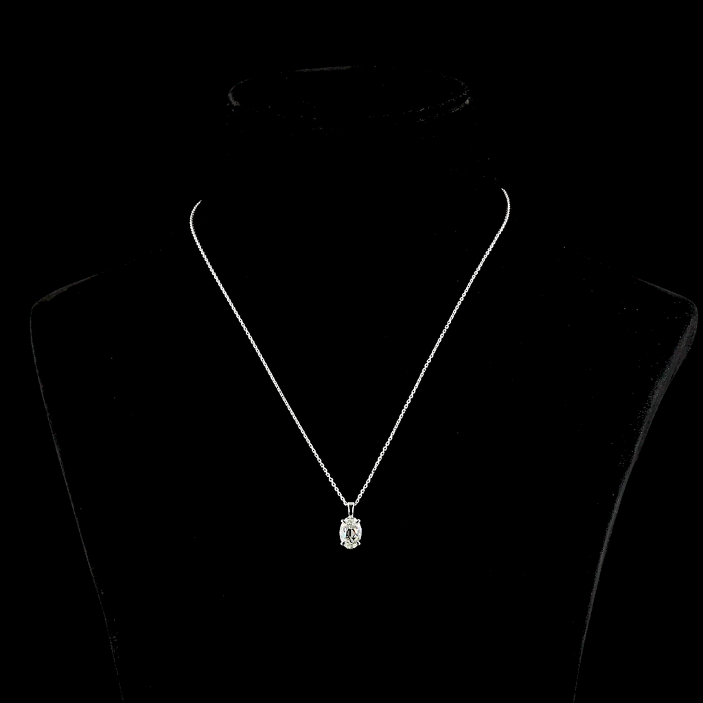 1.83 Cts 14k White Gold Antique Oval Shape Solitaire Pendant