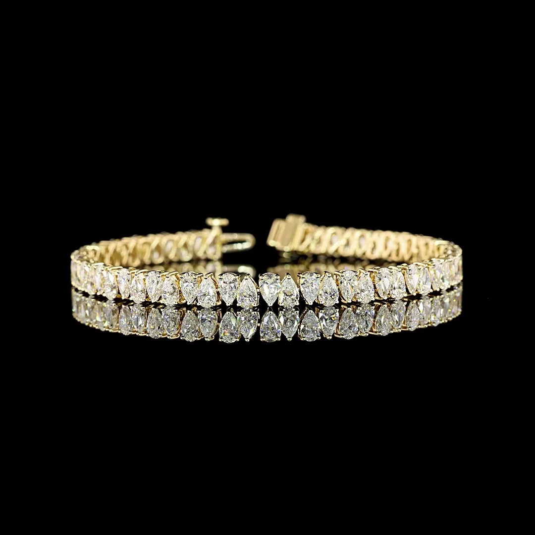 9.95 Cts 14k Yellow Gold Pear Shape Tennis Bracelet