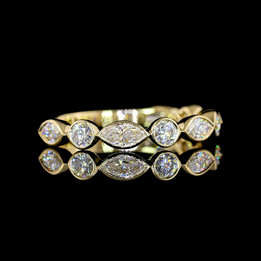 0.83 Cts 14k Yellow Gold Mix Shape 3/4 Band Eternity Band