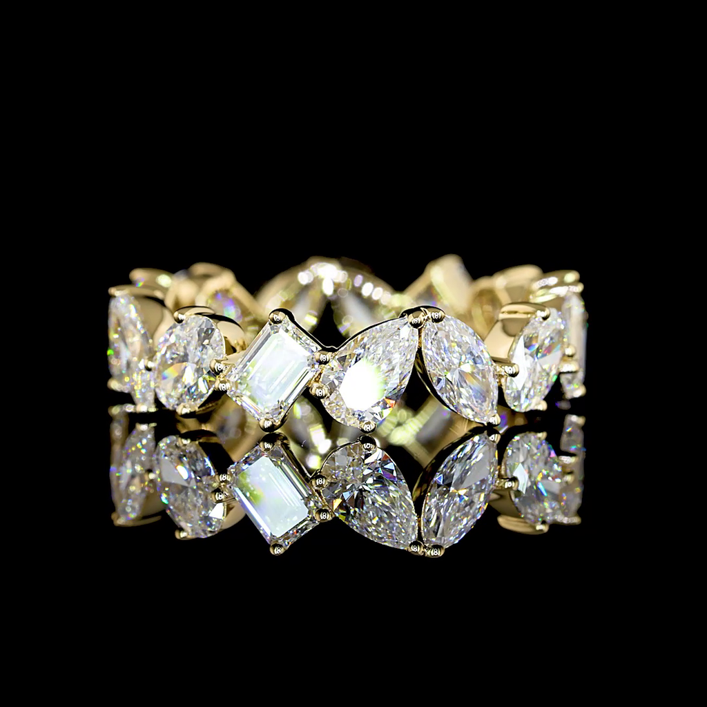 2.89 Cts 14k Yellow Gold Mix Shape Eternity Band Eternity Band