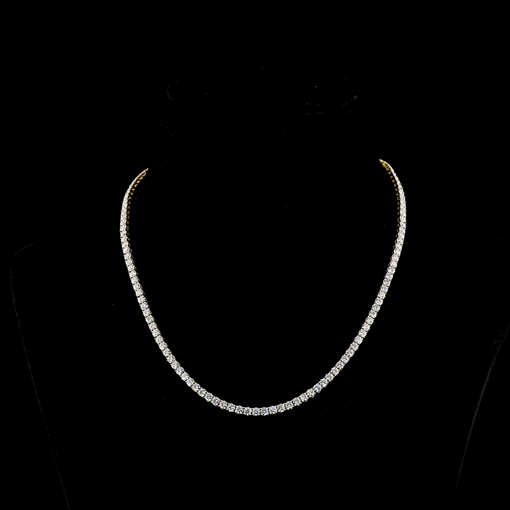 13.9 Cts 14k Yellow Gold Round Shape Tennis Necklace