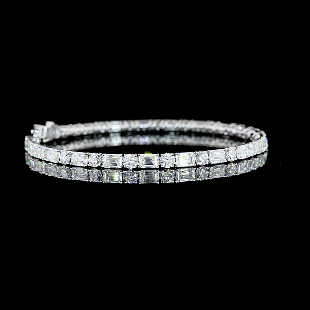 10.29 Cts 14k White Gold Mix Shape Tennis Bracelet