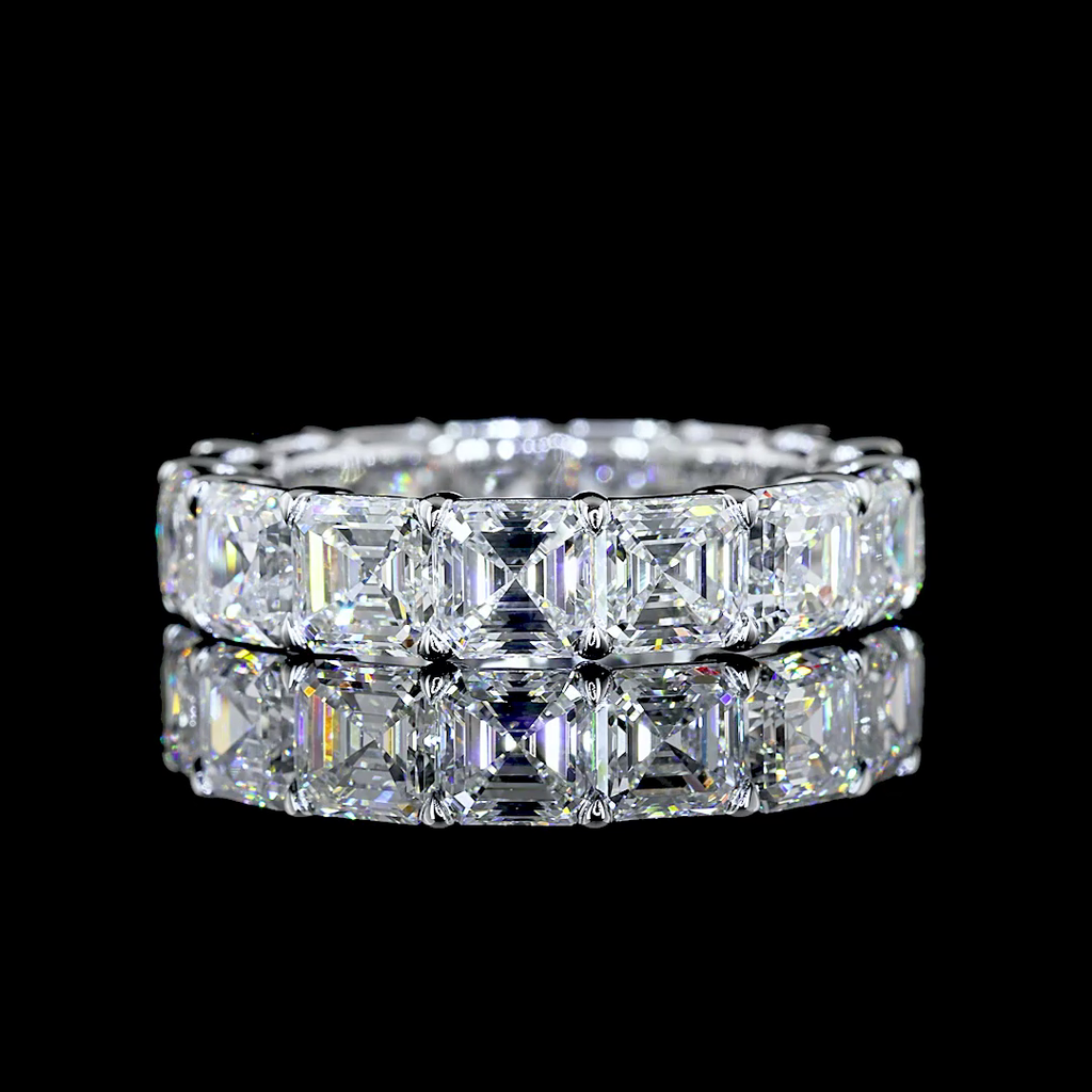 7.03 Cts 14k White Gold Asscher Shape Eternity Band Eternity Band