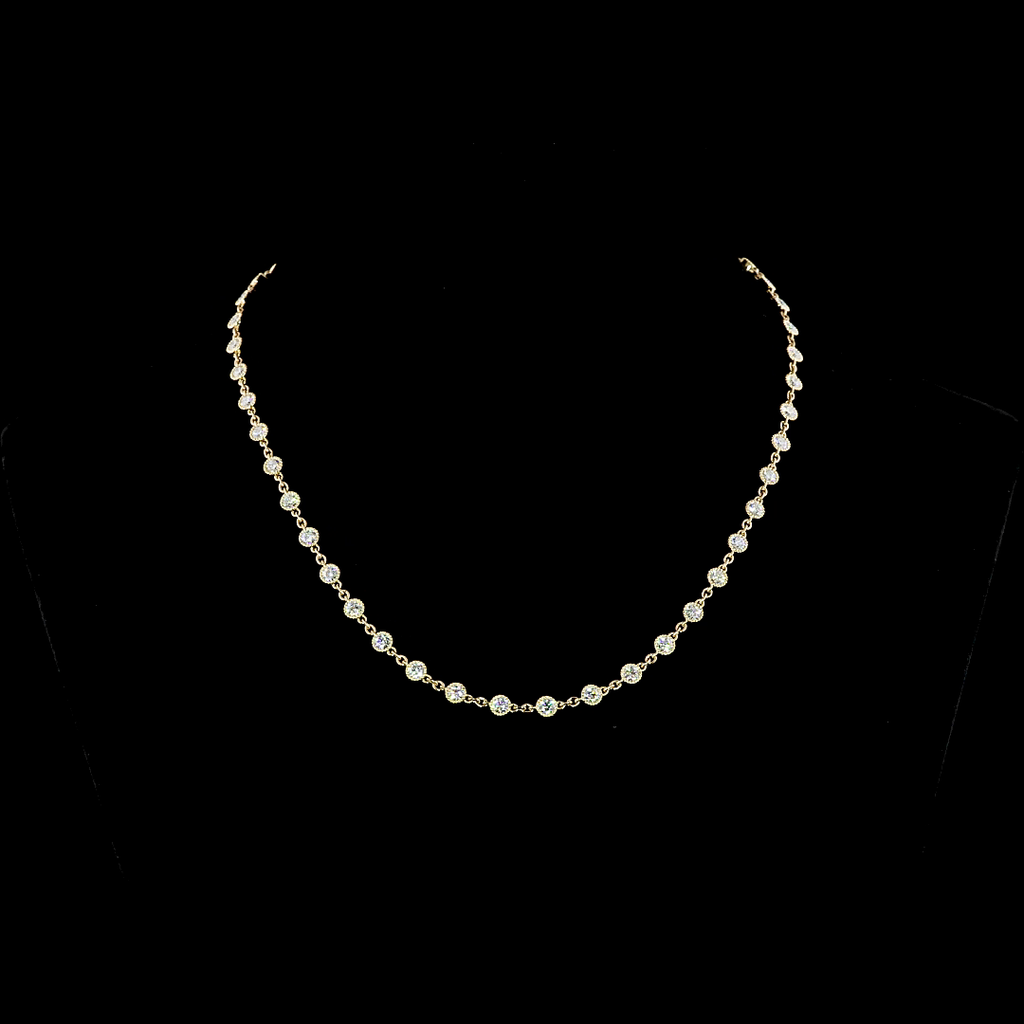 5.07 Cts 14k Yellow Gold Round Shape Station Necklace