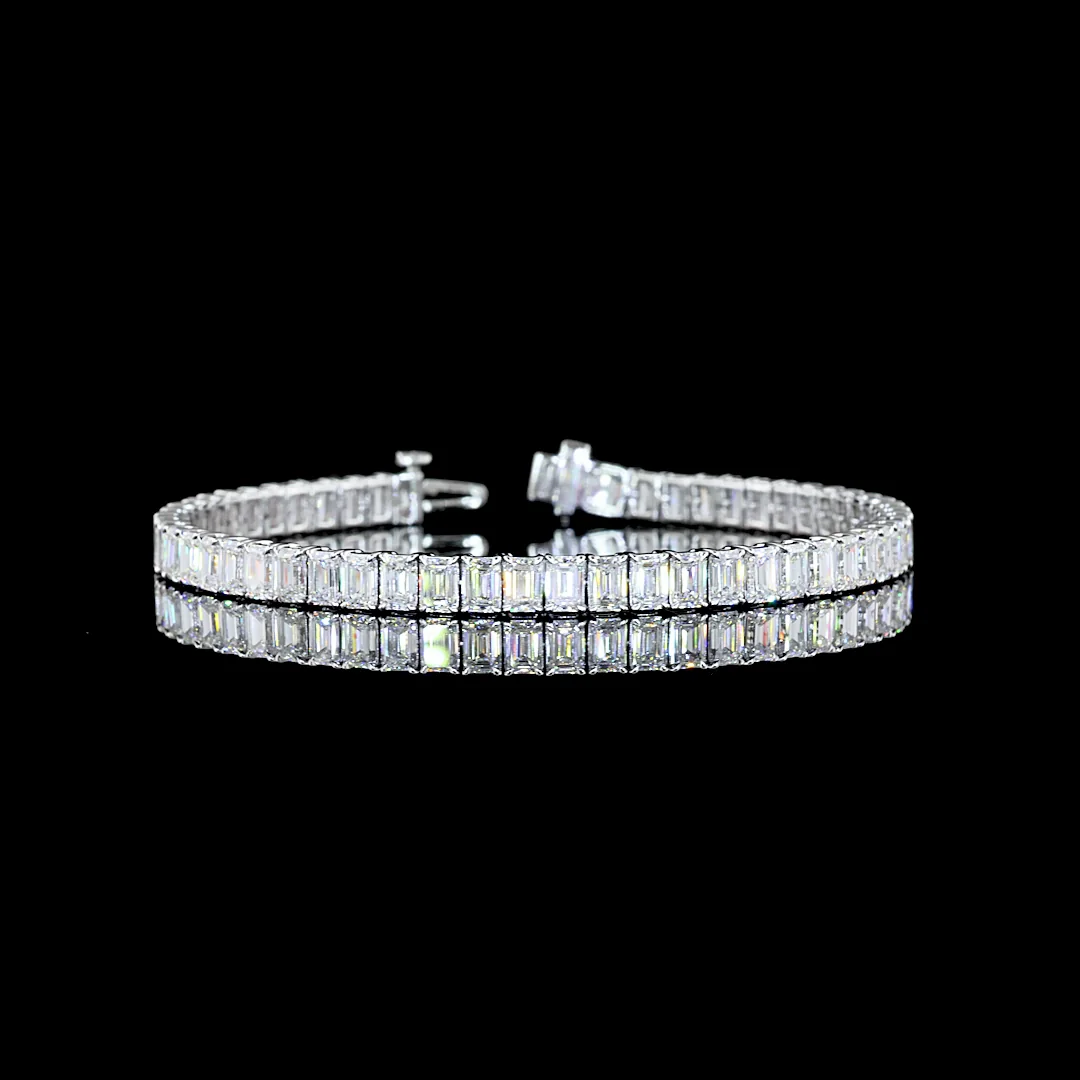 12.37 Cts 14k White Gold Emerald Shape Tennis Bracelet