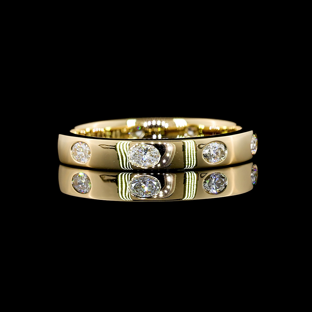 0.4 Cts 14k Yellow Gold Oval Shape 3/4 Band Eternity Band