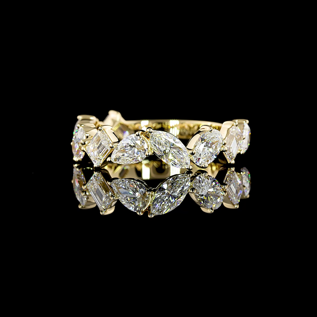 2.19 Cts 14k Yellow Gold Mix Shape 3/4 Band Eternity Band