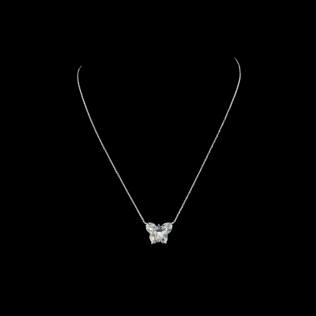 8.86 Cts 14k White Gold Butterfly Shape Symbol Pendant