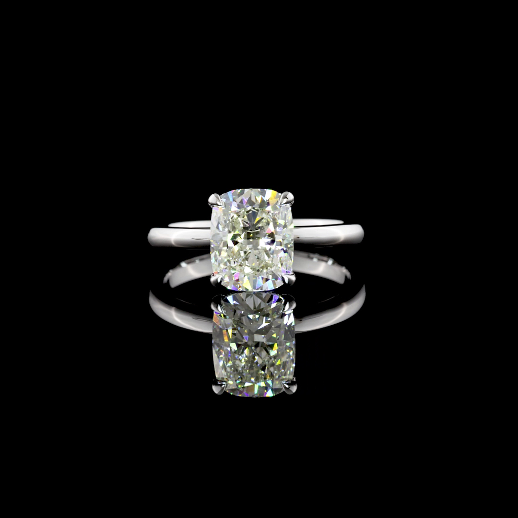 2.09 Cts 14k White Gold Cushion Modified Shape Solitaire Ring