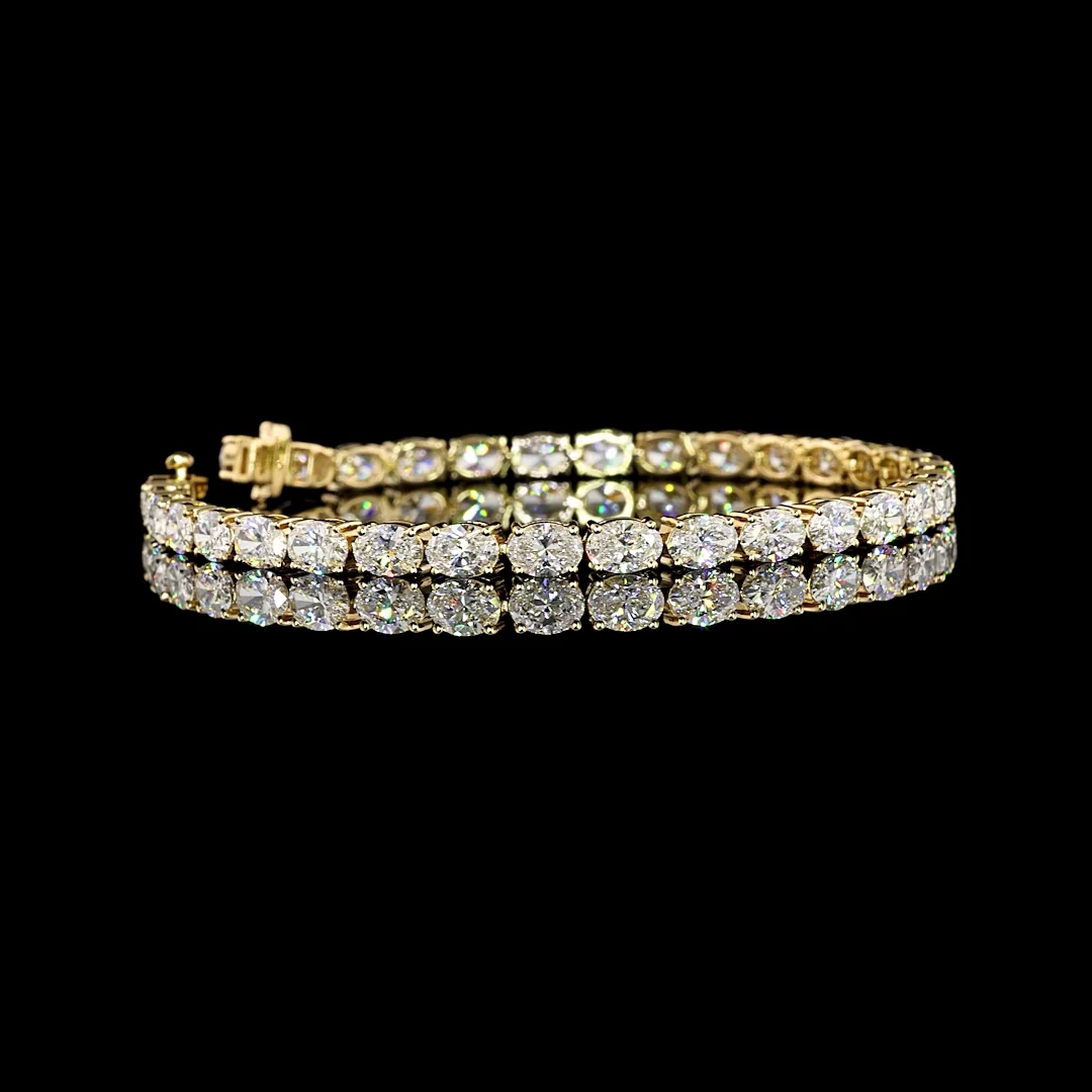 10 Cts 14k Yellow Gold Oval Shape Tennis Bracelet