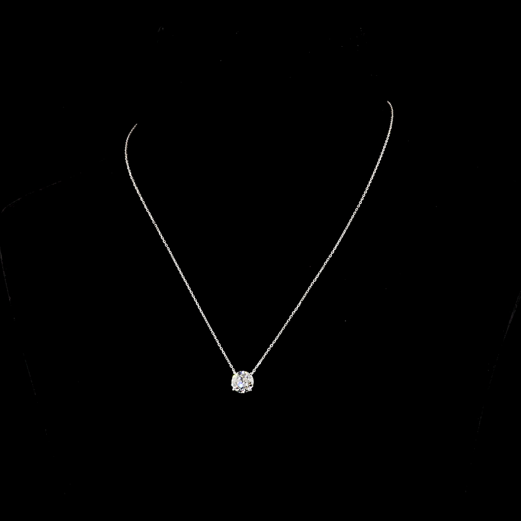 2.02 Cts 14k White Gold Old European Brilliant Shape Solitaire Pendant