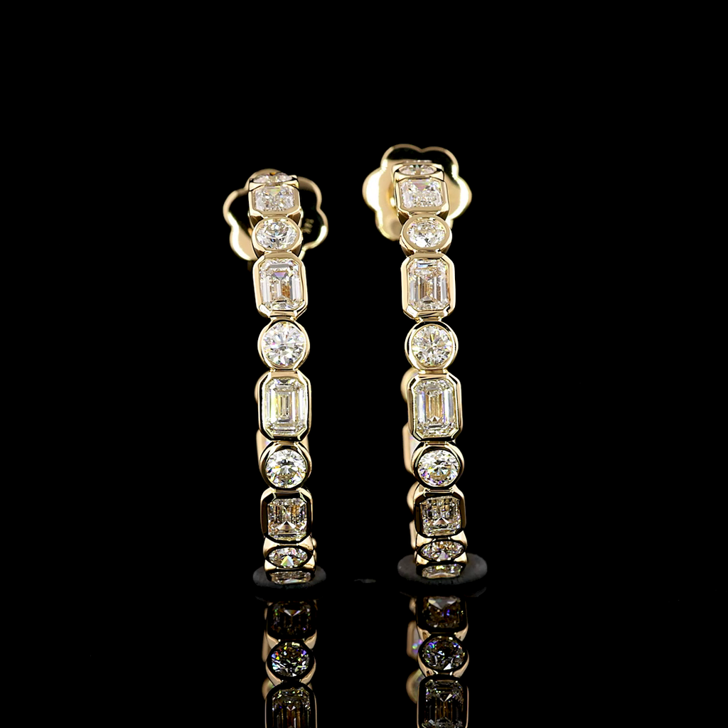 4.05 Cts 14k Yellow Gold Mix Shape C Hoops Earring