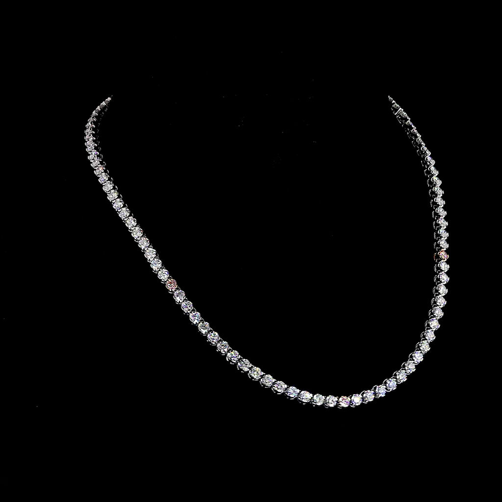 10.65 Cts 14k Two Tone Round Shape Tennis Necklace