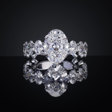 6.31 Cts 14k White Gold Oval Shape Special Ring