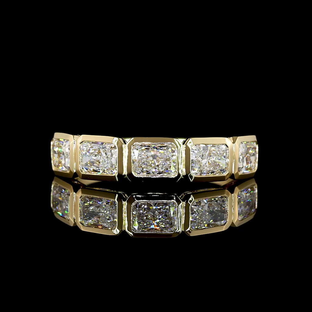 1.5 Cts 14k Yellow Gold Radiant Shape 5 Stones Eternity Band
