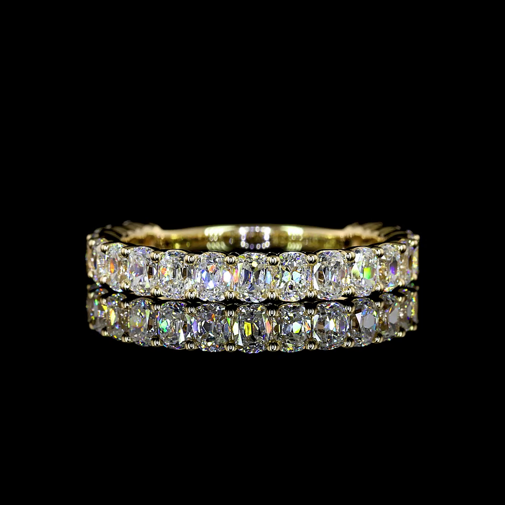 1.54 Cts 14k Yellow Gold Antique Cushion Shape 3/4 Band Eternity Band
