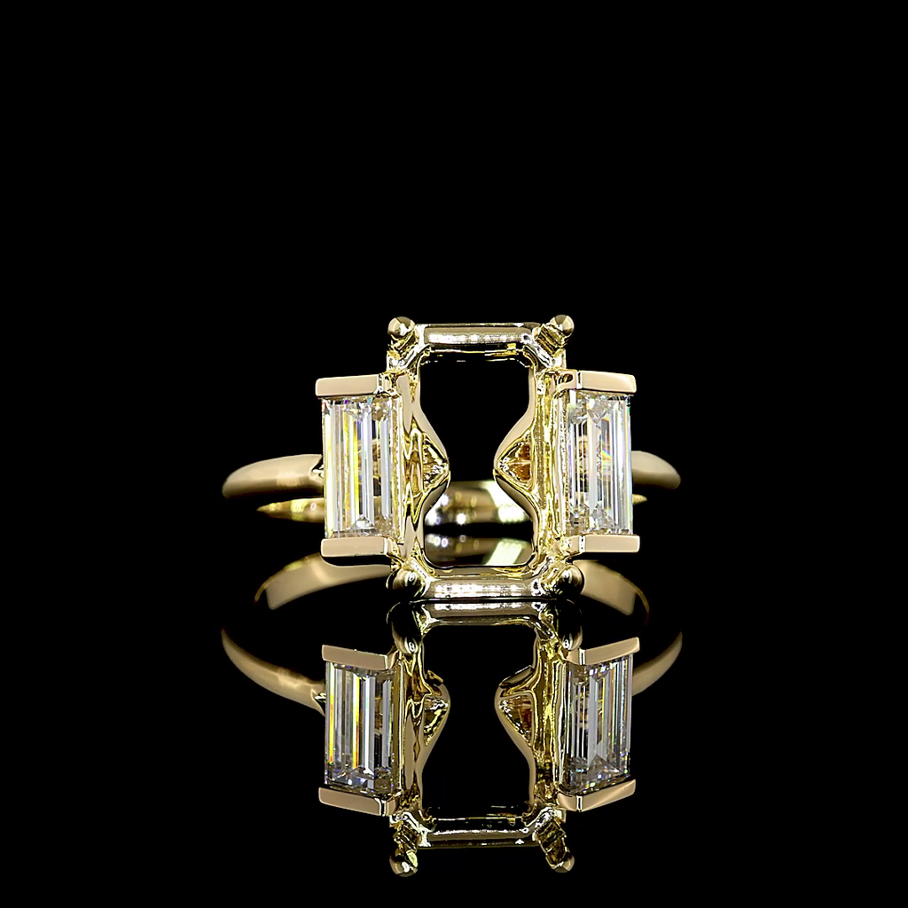 0.69 Cts 14k Yellow Gold Shape 3 Stones Ring