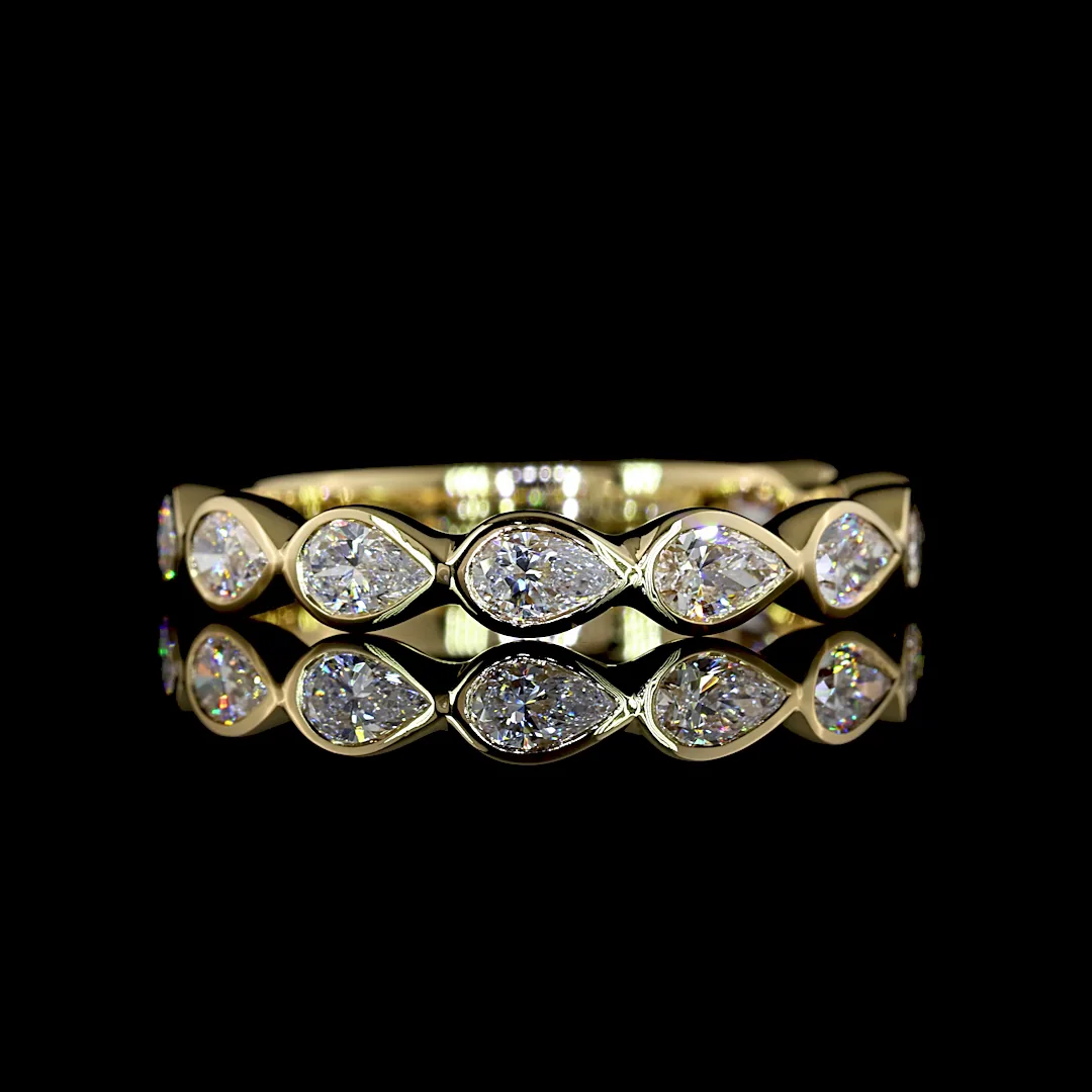0.87 Cts 14k Yellow Gold Pear Shape 3/4 Band Eternity Band