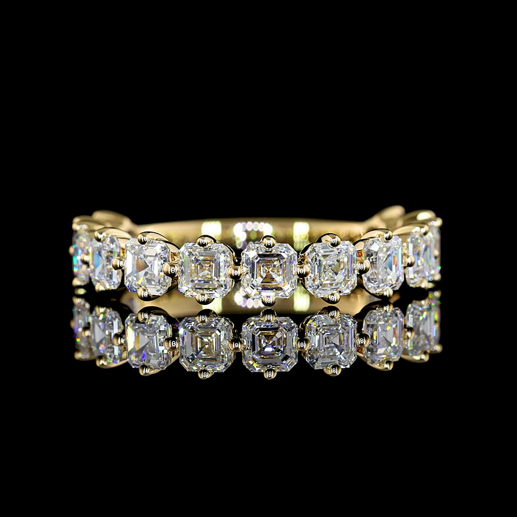 1.97 Cts 14k Yellow Gold Asscher Shape 3/4 Band Eternity Band