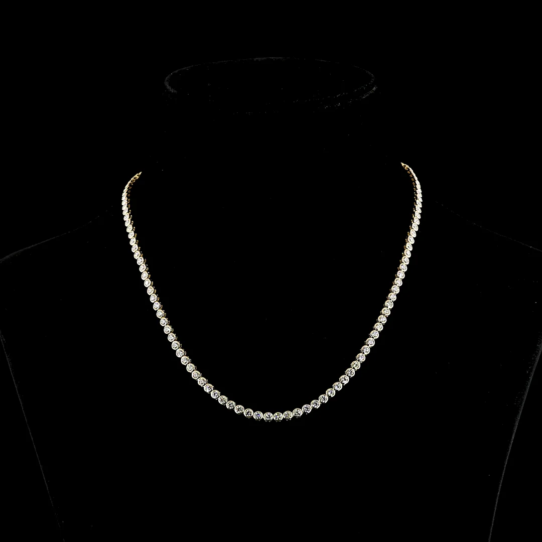 6.63 Cts 14k Yellow Gold Round Shape Tennis Necklace