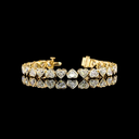 14.1 Cts 18k Yellow Gold Heart Shape Tennis Bracelet