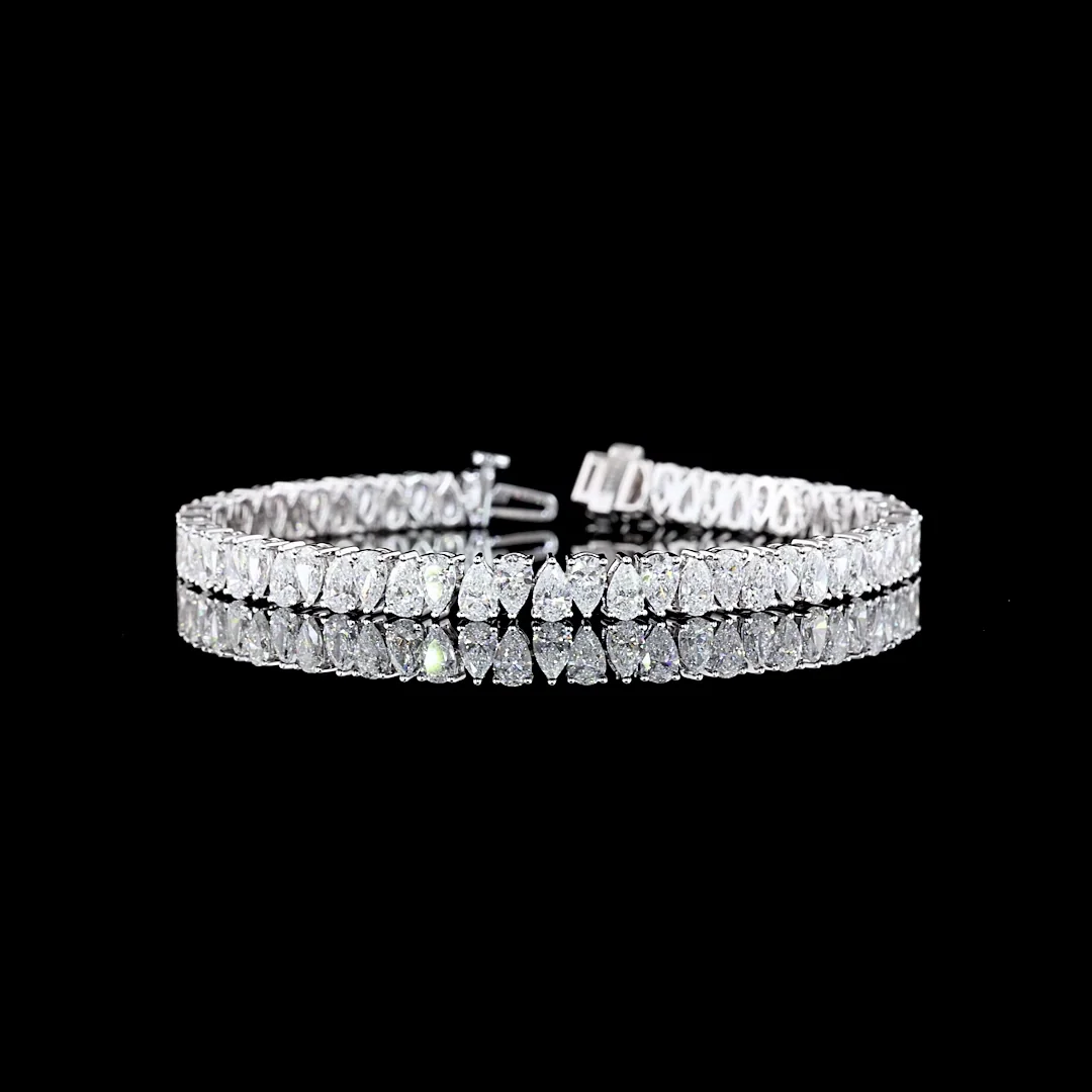 10.16 Cts 14k White Gold Pear Shape Tennis Bracelet