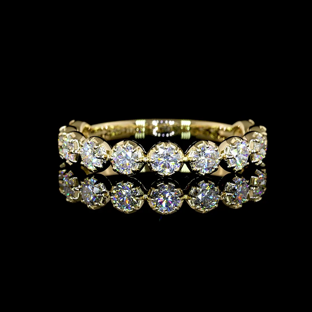 0.88 Cts 14k Yellow Gold Round Shape 3/4 Band Eternity Band