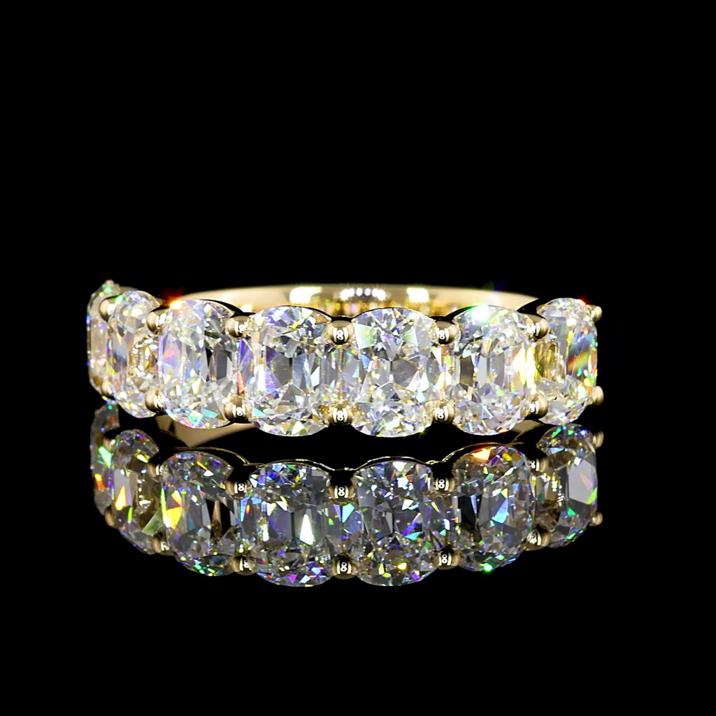 2.16 Cts 14k Yellow Gold Antique Cushion Shape 7 Stones Eternity Band