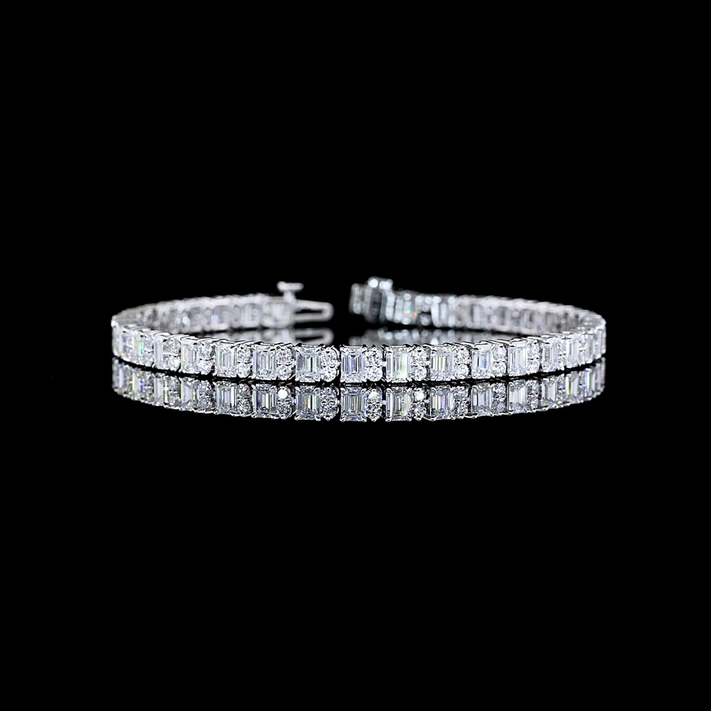 8.94 Cts 14k White Gold Mix Shape Tennis Bracelet