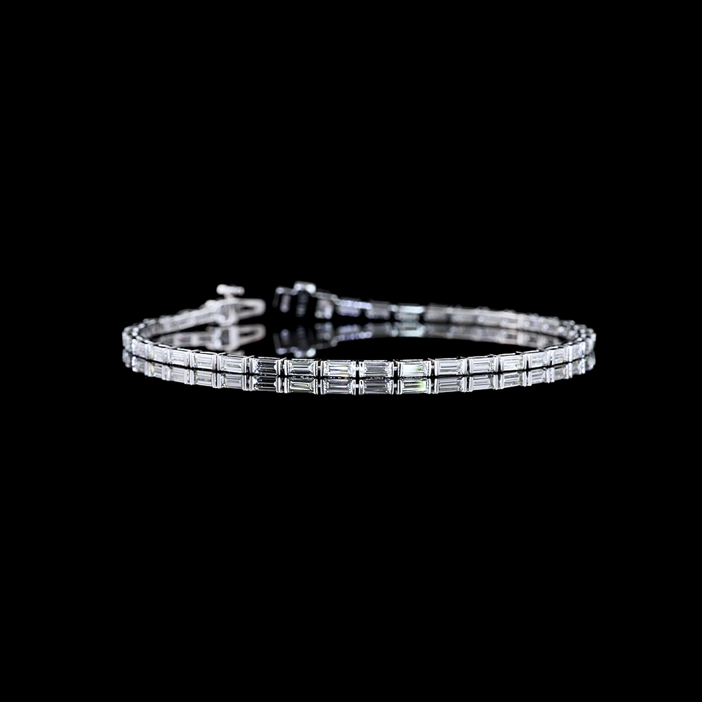 3.08 Cts 14k White Gold Baguette Shape Tennis Bracelet