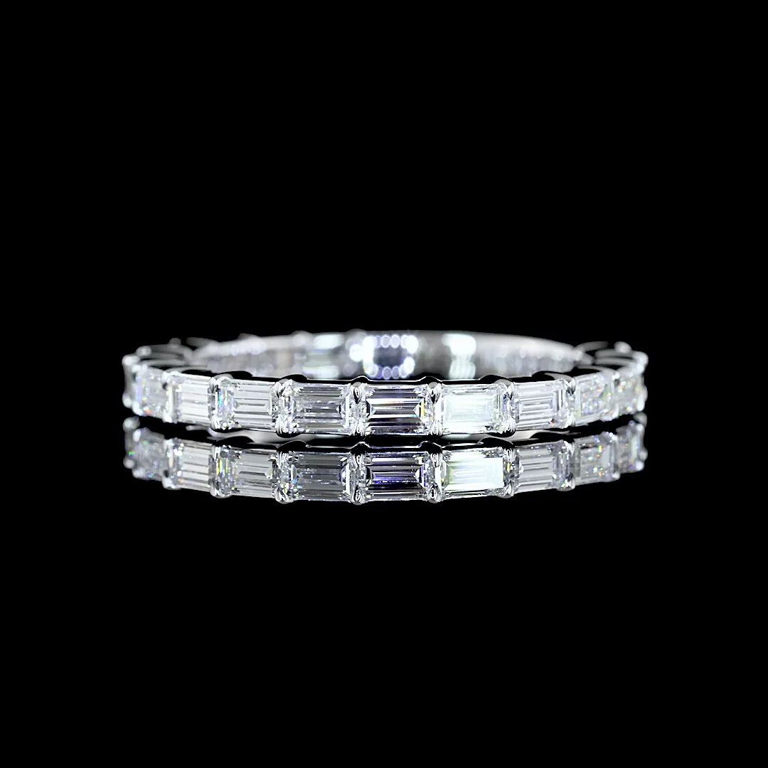 0.93 Cts 18k White Gold Baguette Shape 3/4 Band Eternity Band