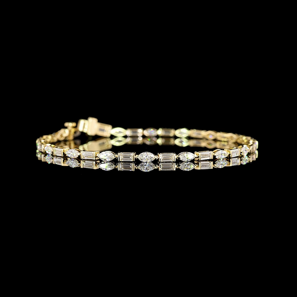 3.61 Cts 14k Yellow Gold Mix Shape Tennis Bracelet
