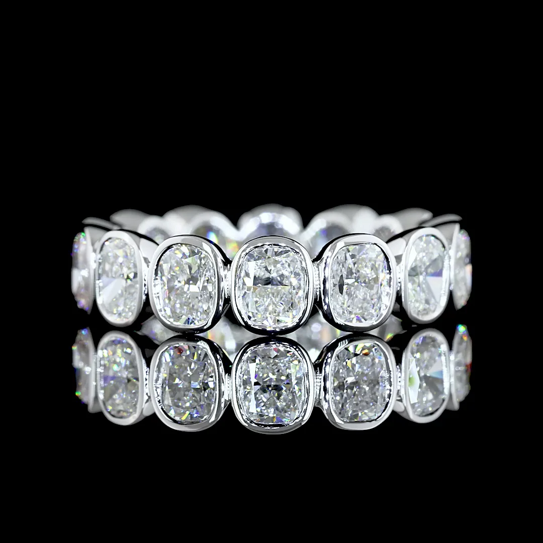 3.78 Cts 14k White Gold Cushion Brilliant Shape Eternity Band Eternity Band