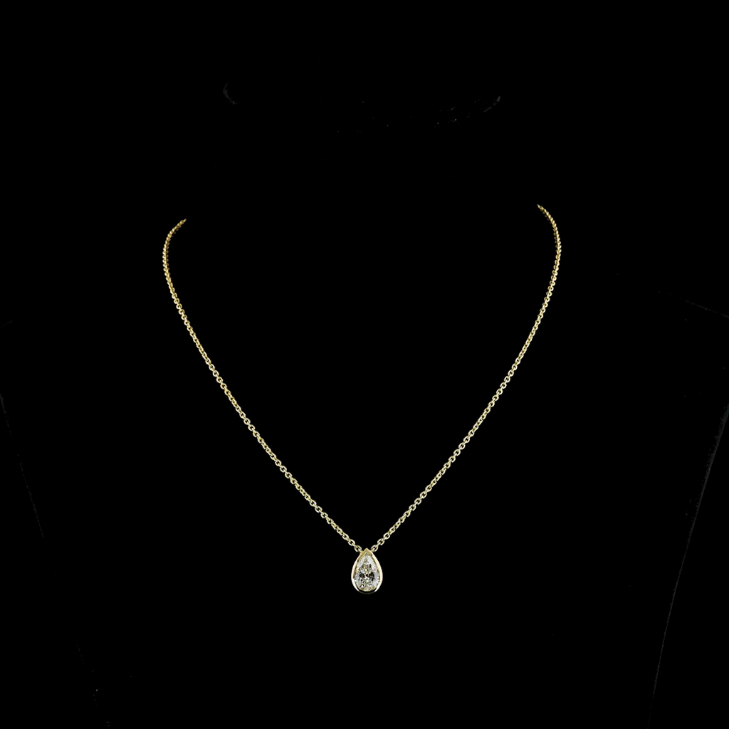 1.6 Cts 14k Yellow Gold Pear Shape Solitaire Pendant