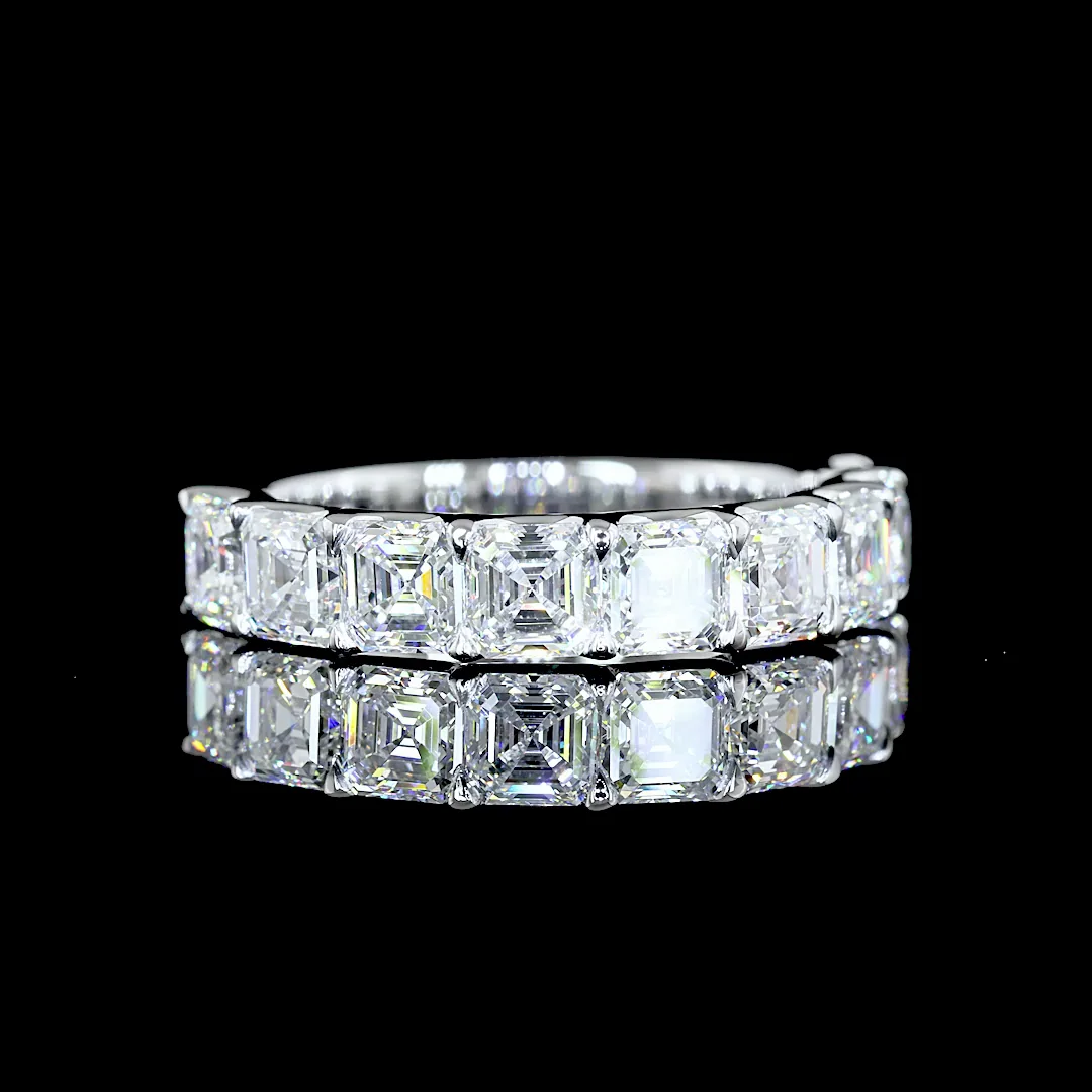 2.78 Cts 14k White Gold Asscher Shape Half Eternity Eternity Band