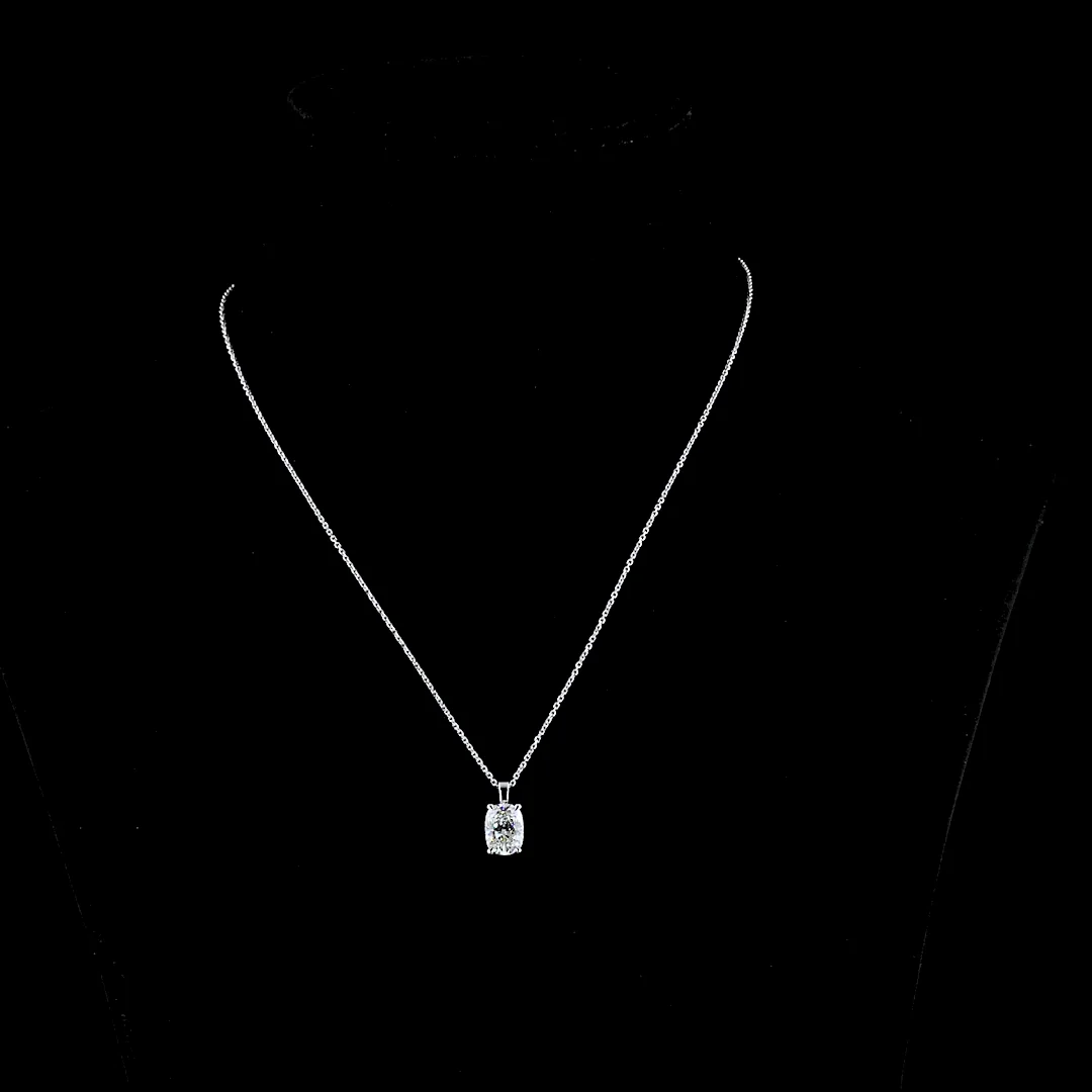 1.6 Cts 14k White Gold Cushion Brilliant Shape Solitaire Pendant