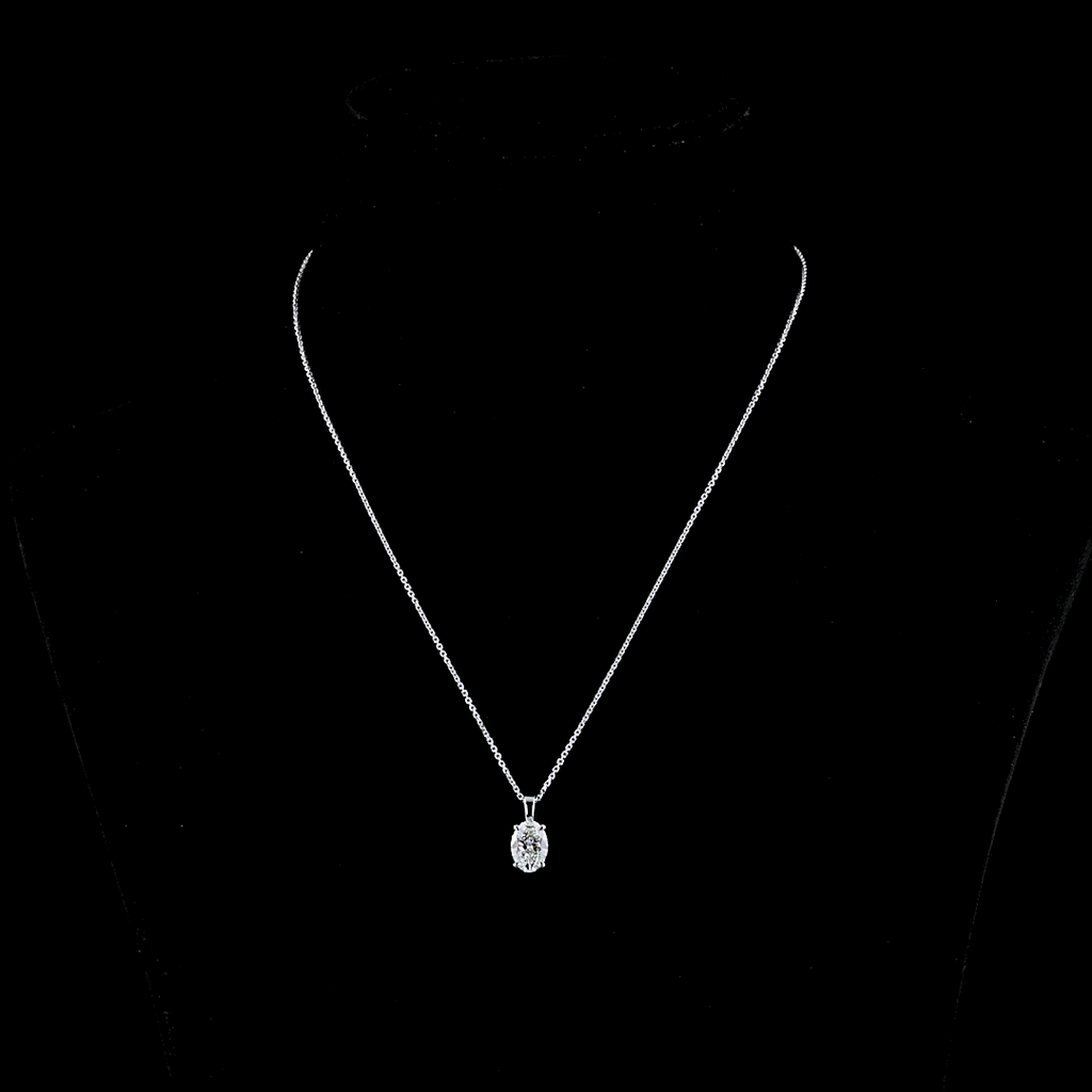 1.54 Cts 14k White Gold Oval Shape Solitaire Pendant