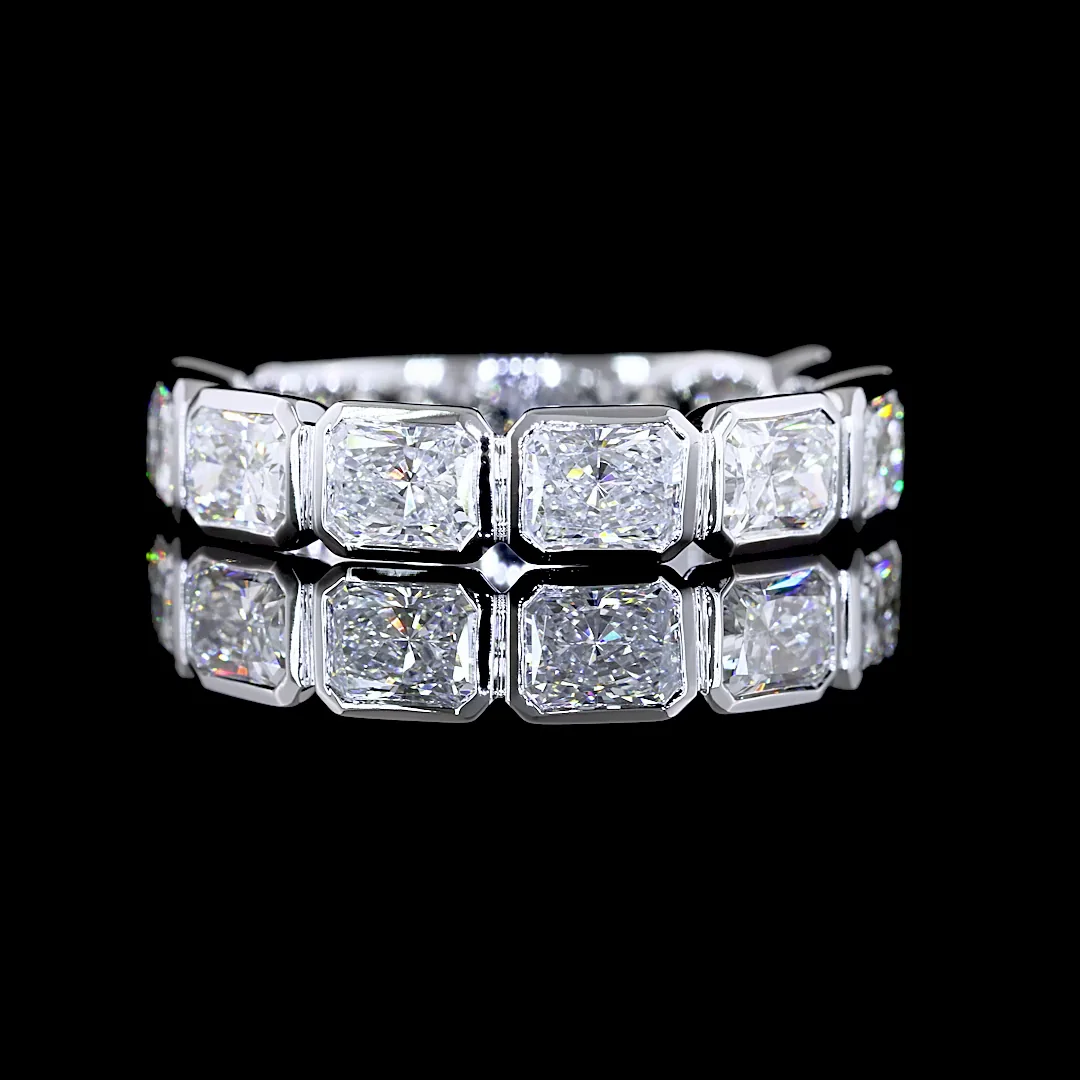 2.37 Cts 14k White Gold Radiant Shape 3/4 Band Eternity Band