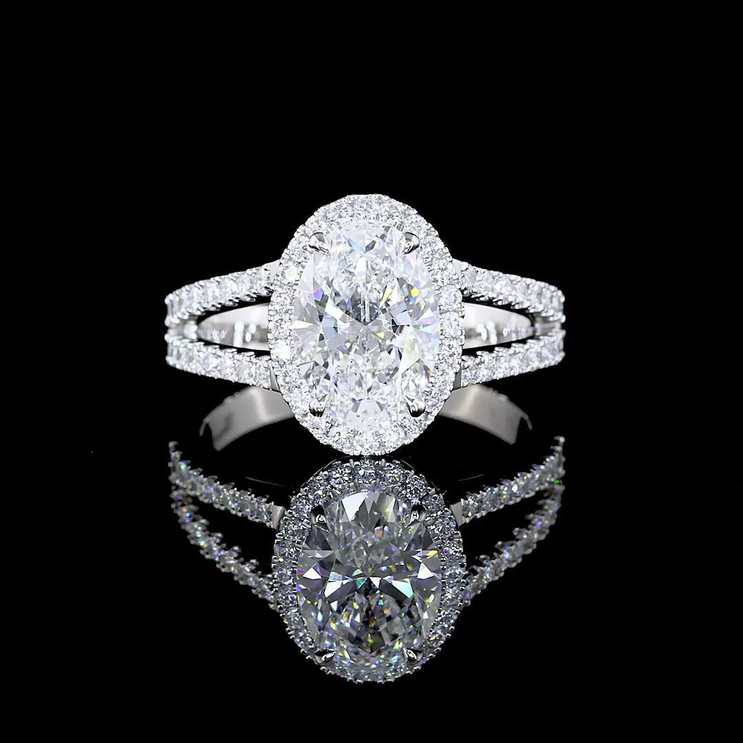 2.52 Cts Platinum Oval Shape Split Shank Ring
