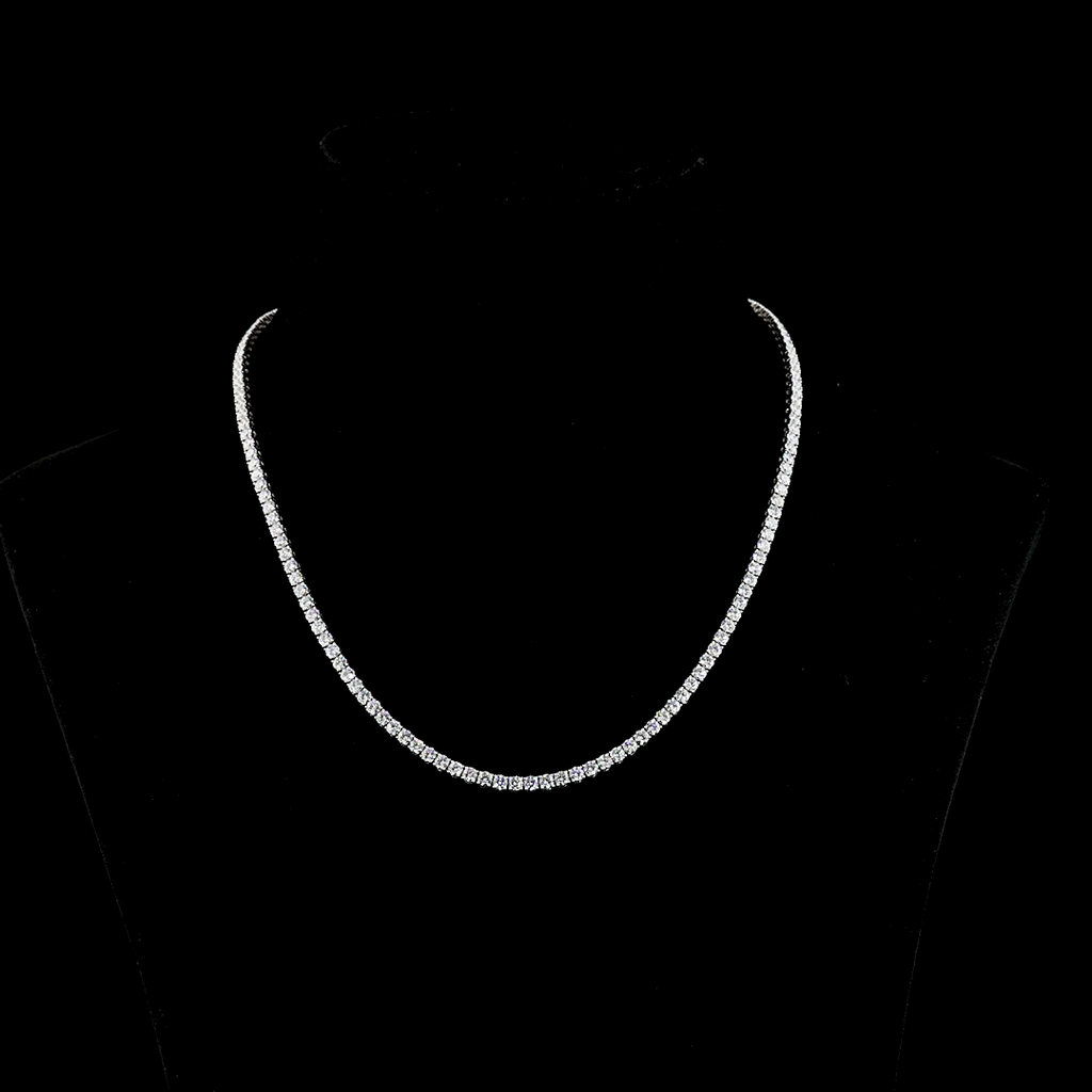 11.24 Cts 14k White Gold Round Shape Tennis Necklace
