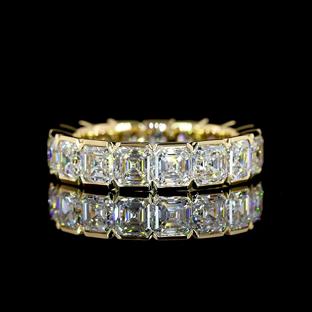 5.48 Cts 14k Yellow Gold Asscher Shape Eternity Band Eternity Band