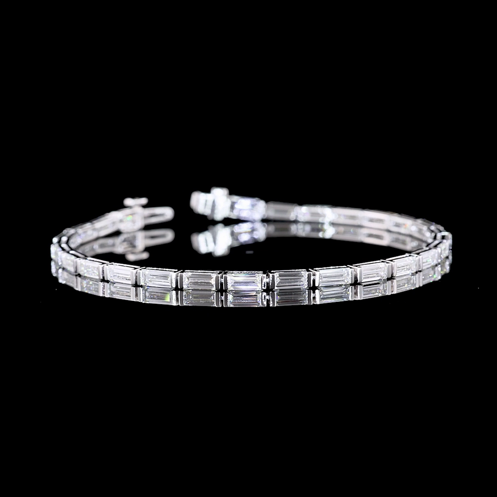 6.35 Cts 14k White Gold Baguette Shape Tennis Bracelet