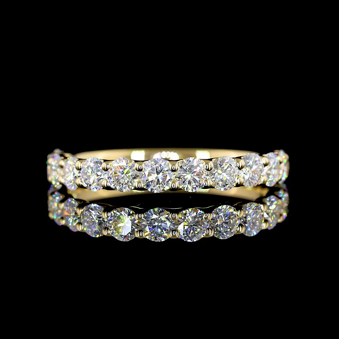 1.13 Cts 14k Yellow Gold Round Shape Half Eternity Eternity Band
