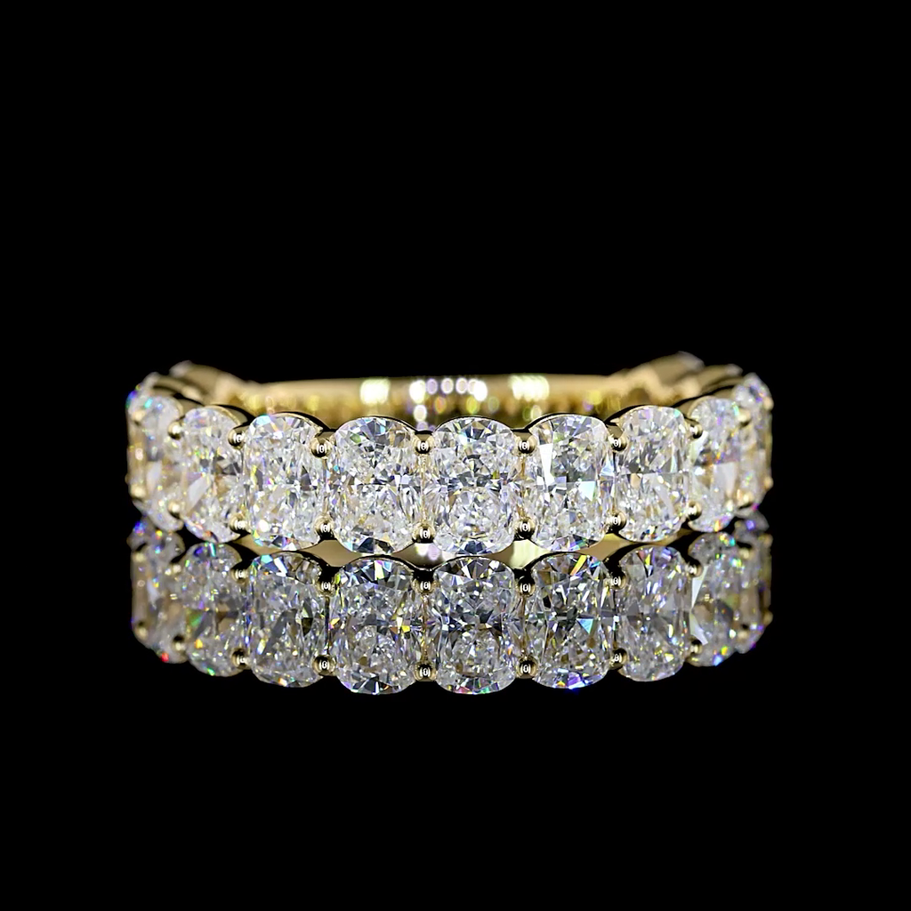 3.15 Cts 14k Yellow Gold Cushion Brilliant Shape 3/4 Band Eternity Band