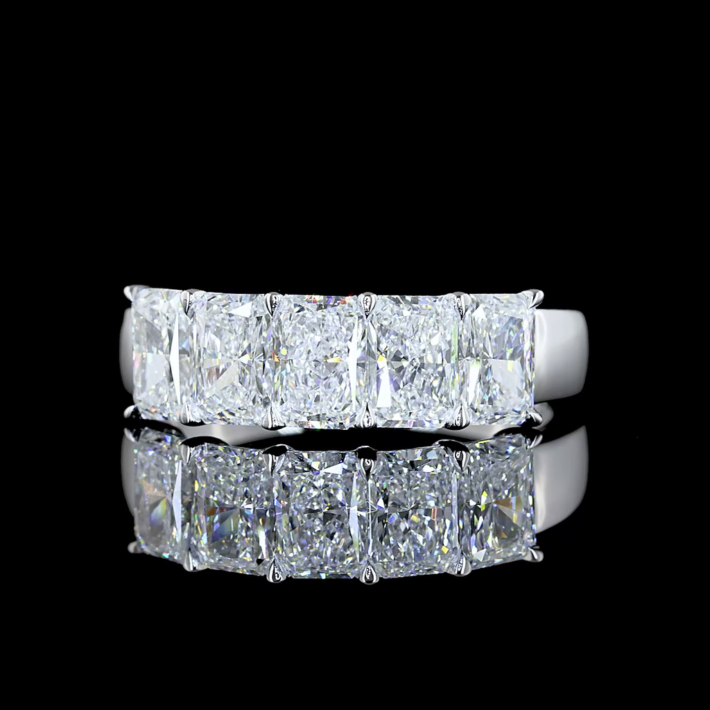 1.99 Cts 14k White Gold Radiant Shape 5 Stones Eternity Band
