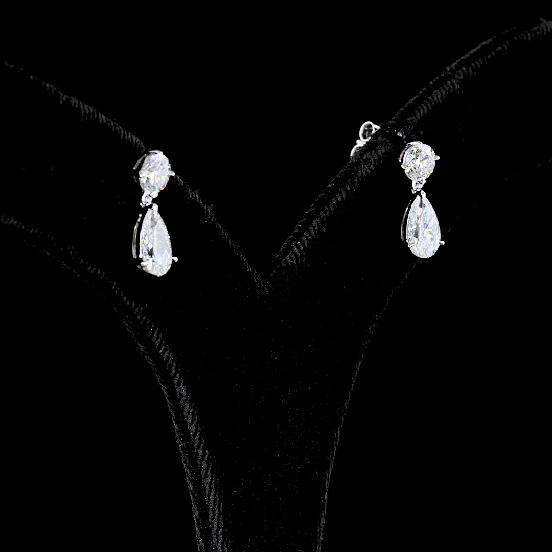 2.23 Cts 14k White Gold Round Shape Hanging Earring