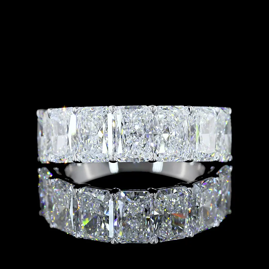 5.19 Cts 14k White Gold Radiant Shape 7 Stones Eternity Band